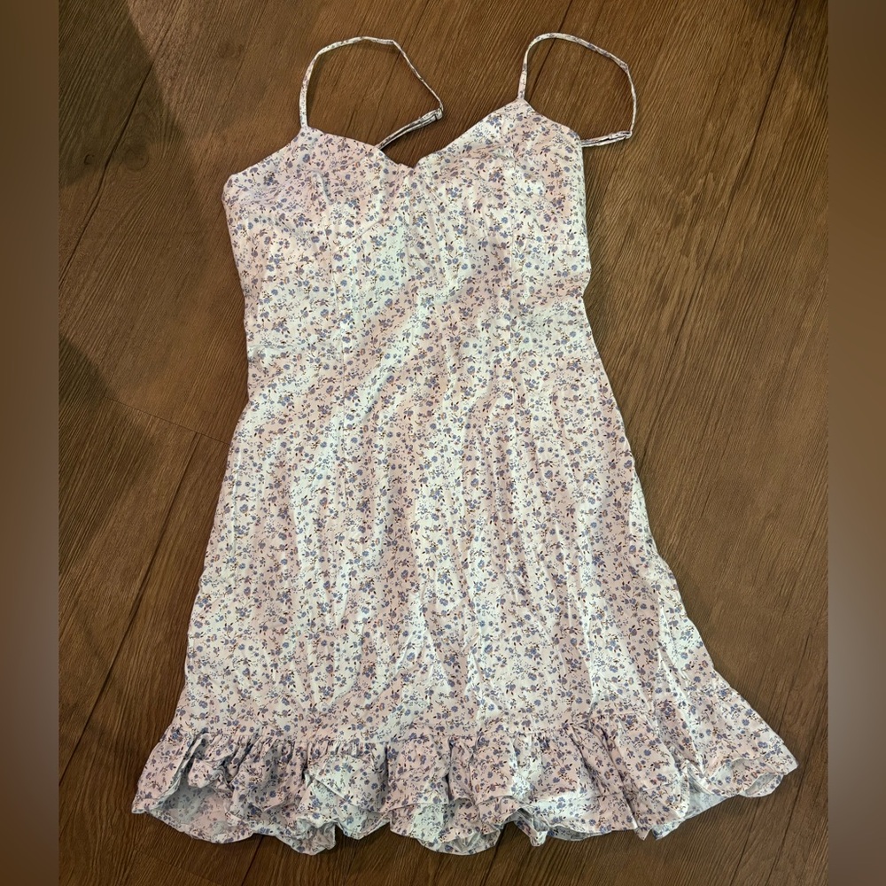 Floral Dress with Ruffle Hem and Bow Accent